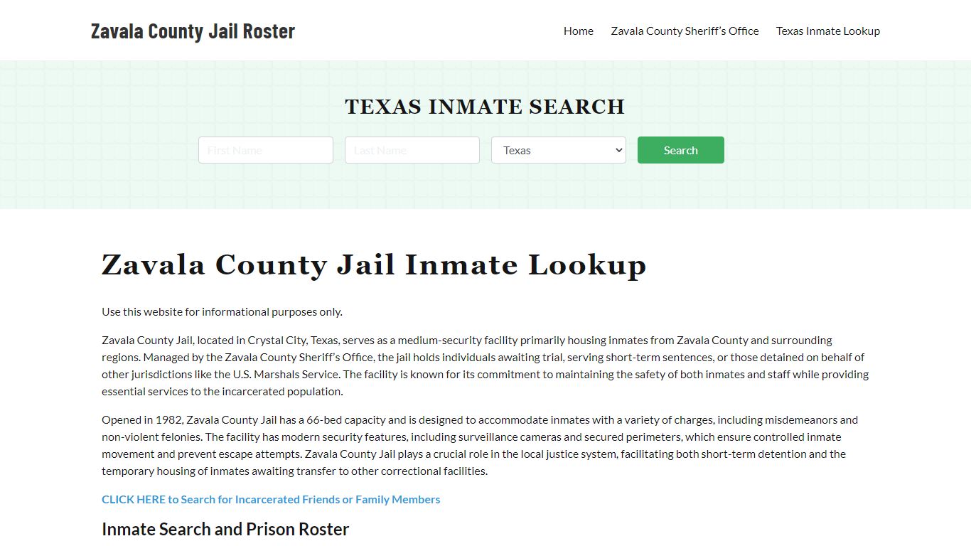 Zavala County Jail Roster Lookup, TX, Inmate Search