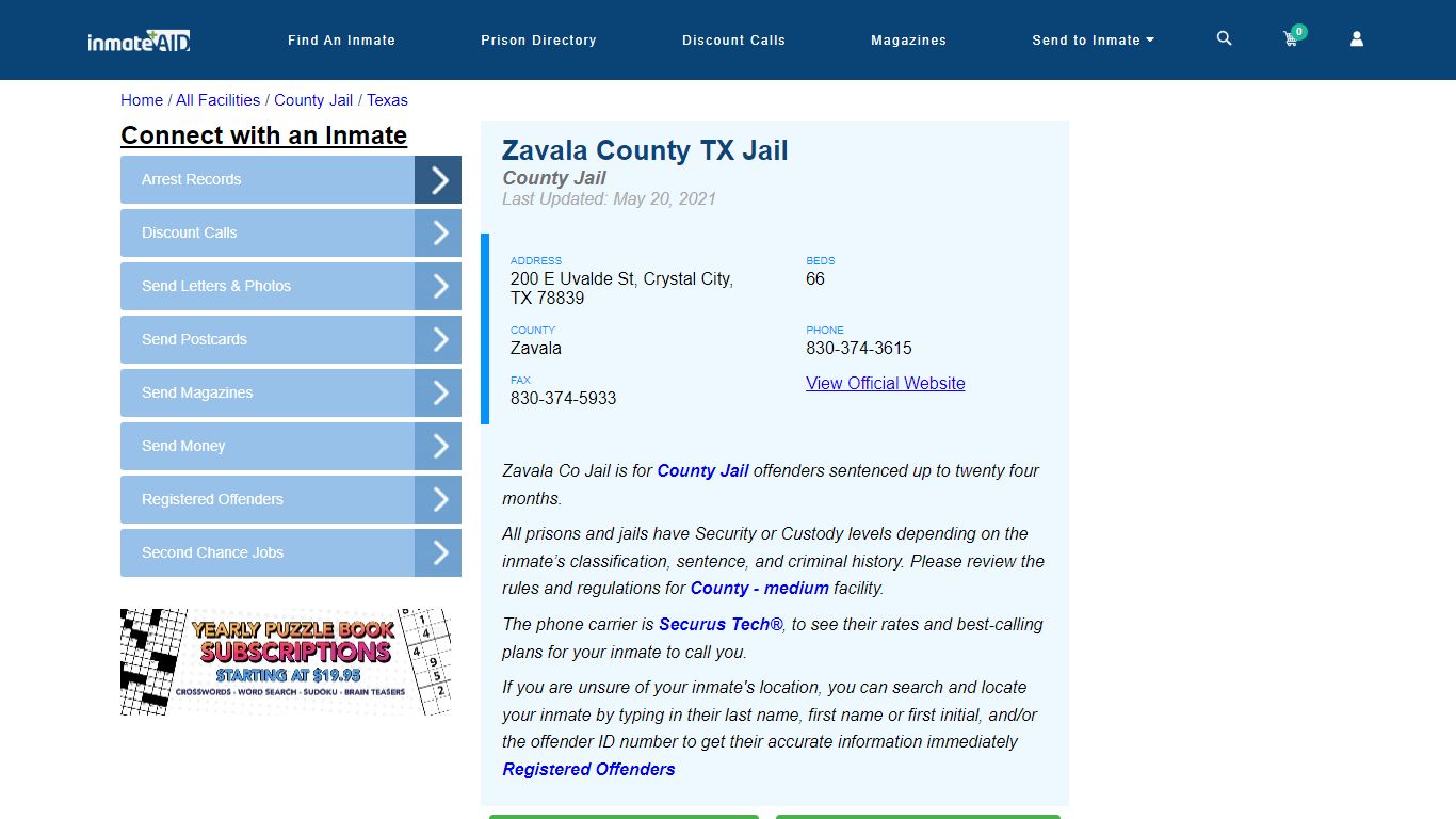 Zavala County TX Jail - Inmate Locator